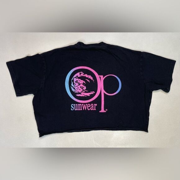 Ocean Pacific By Icon Of Culture Graphic Pocket Crop T-shirt Women XS Oversize - Picture 1 of 5